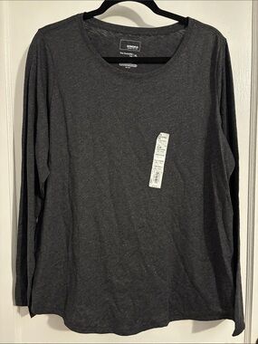 Sonoma Charcoal Gray Glitter Long-Sleeve Crew Neck Shirt